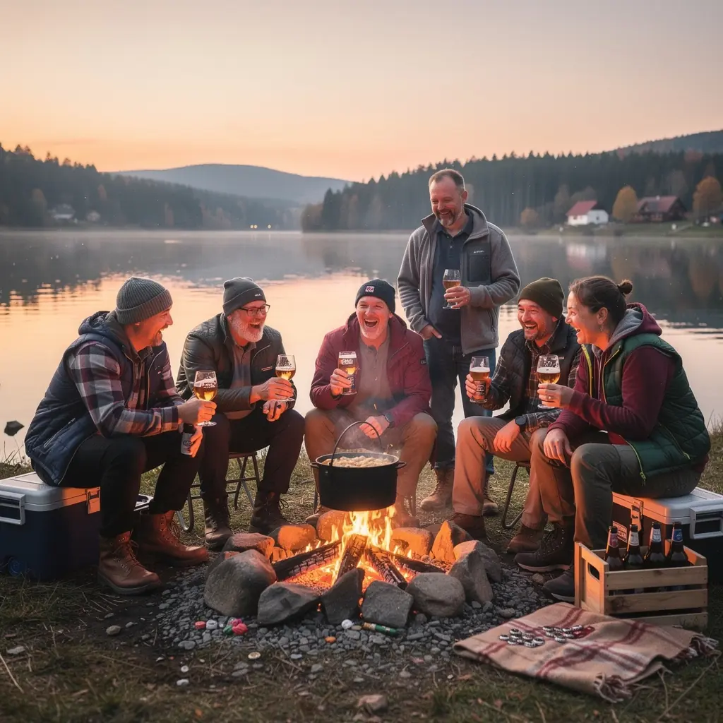 Ukázka fermentační nádoby plné kvasícího piva.