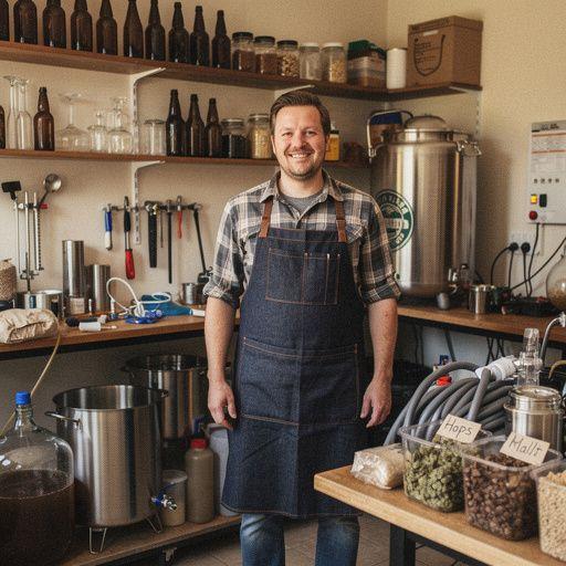 Domácí vaření piva s různými ingrediencemi a fermentačními technikami.