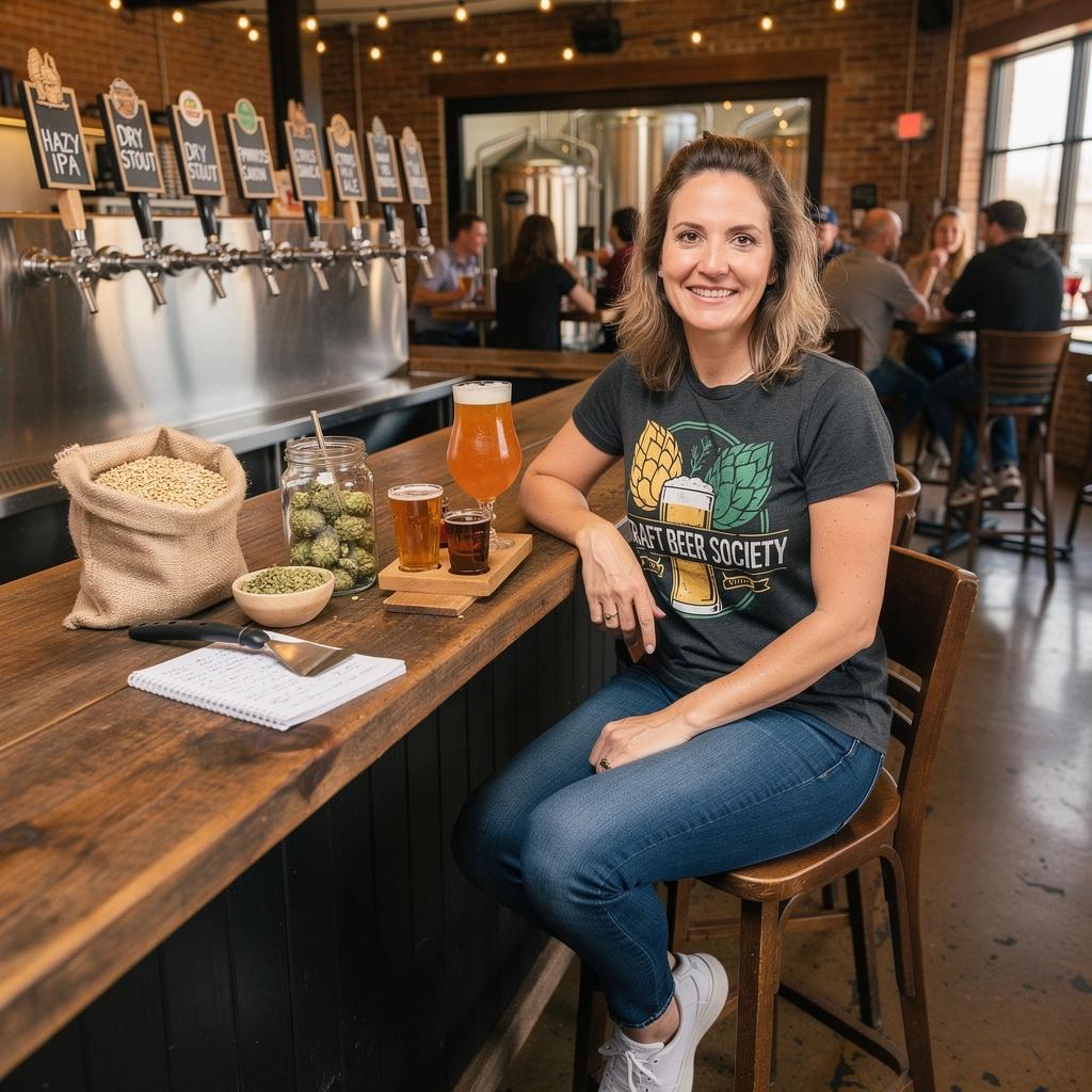 Různé druhy sladu uspořádané na dřevěném stole.